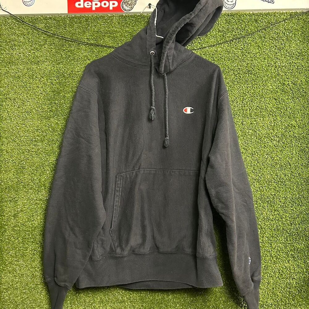 Champion Men's Black and Grey Hoodie